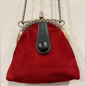 Spectacular Vintage Red Suede Purse